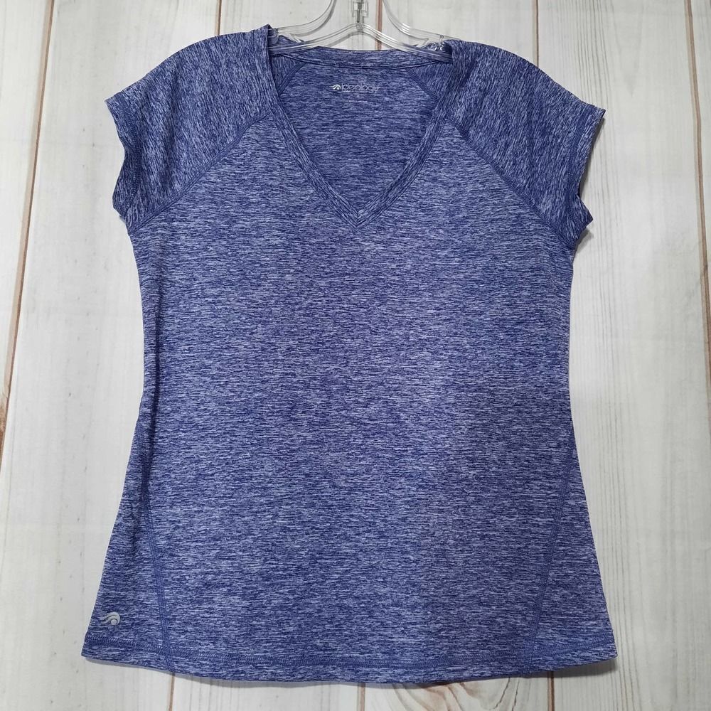 Ideology‎ Womens Small Purple Heathered V-Neck Activewear Short Sleeve T-Shirt